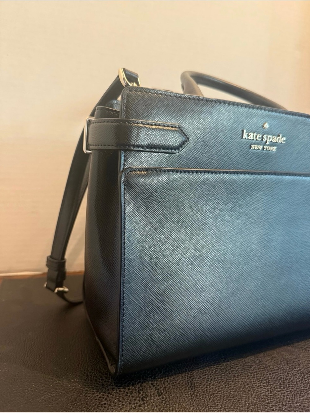 kate spade Black Saffiano Mini Satchel with Shoulder Strap - Picture 5 of 9